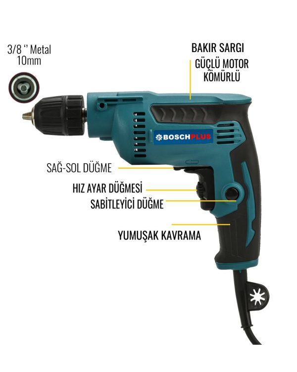 BoschPlus EEA183 Elektrikli Darbesiz Matkap 580w - Görsel 3